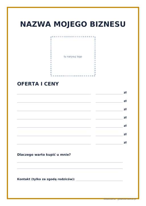 Cennik i ulotka małego biznesu