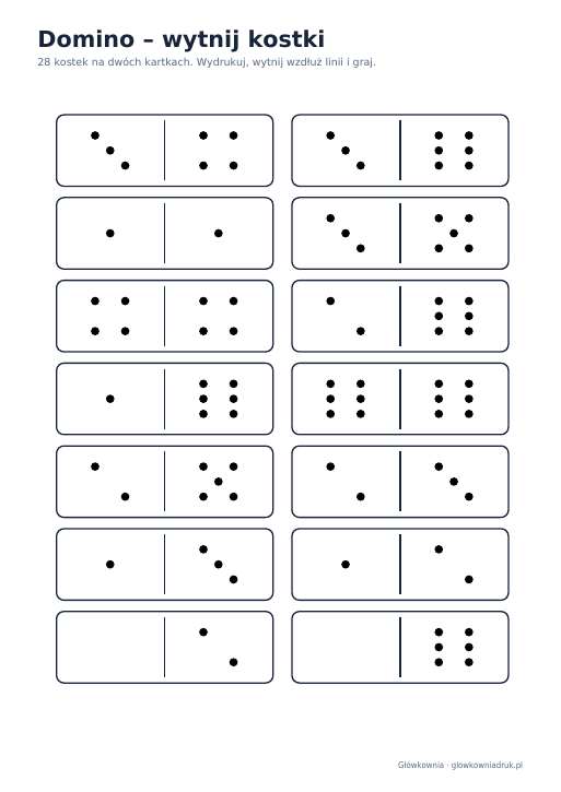 Domino z kropkami do druku, wersja 1