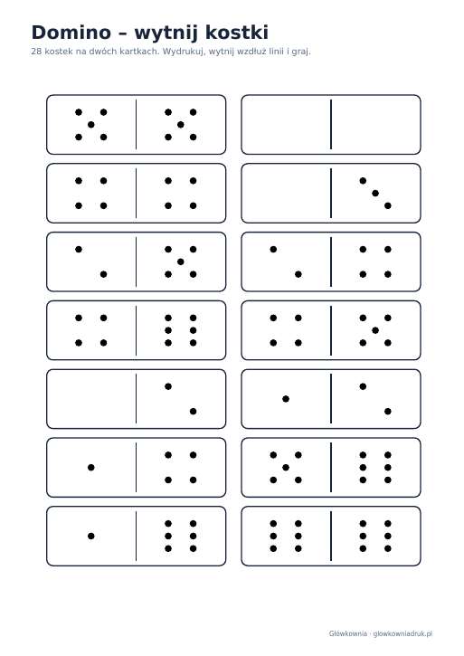Domino z kropkami do druku, wersja 2