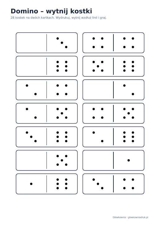 Domino z kropkami do druku, wersja 3