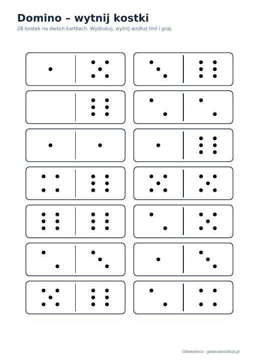 Domino z kropkami do druku, wersja 4