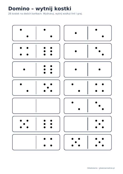 Domino z kropkami do druku, wersja 5