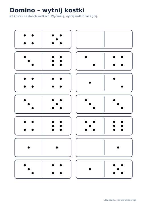 Domino z kropkami do druku, wersja 7