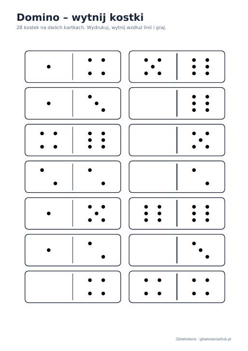Domino z kropkami do druku, wersja 8