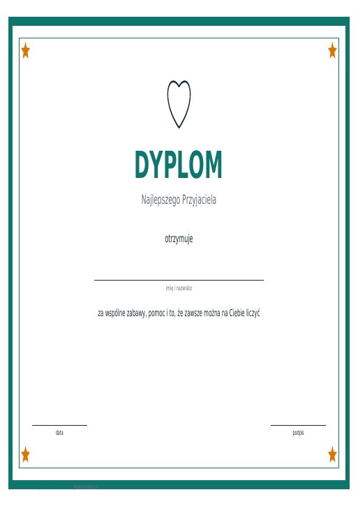 Dyplomy walentynkowe dla przyjaciół