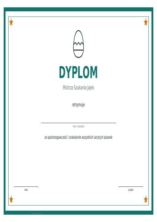 Dyplomy wielkanocne dla dzieci