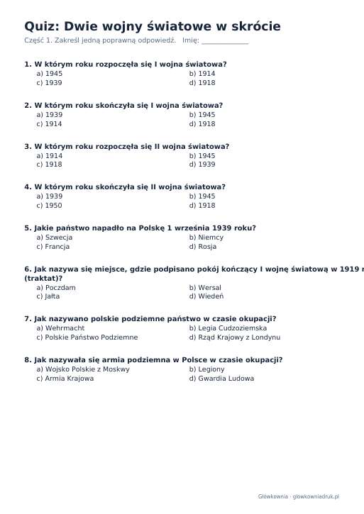 Quiz historyczny: Dwie wojny światowe w skrócie