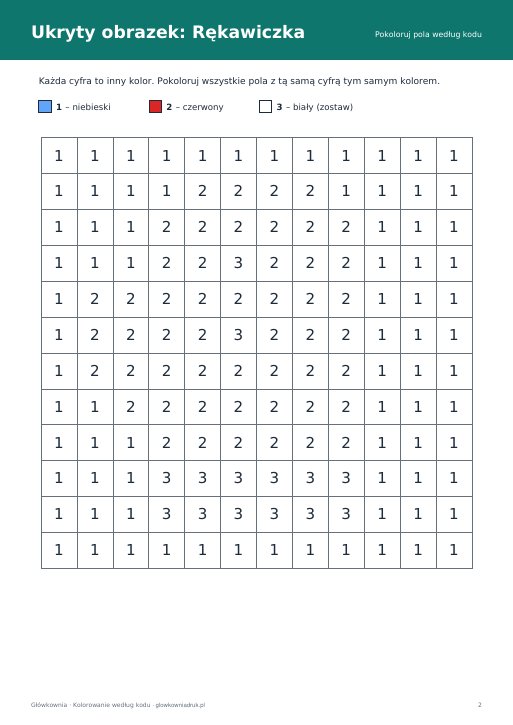Kolorowanie według kodu – zima