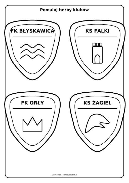 Herby klubów piłkarskich do pomalowania, zestaw 12
