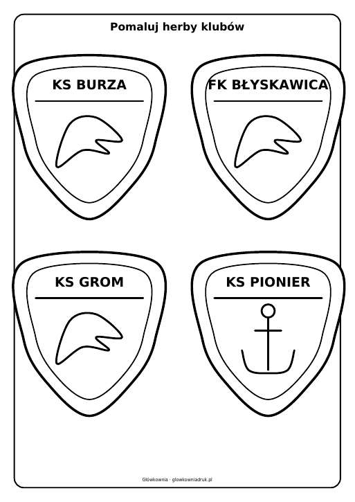 Herby klubów piłkarskich do pomalowania, zestaw 13