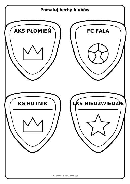 Herby klubów piłkarskich do pomalowania, zestaw 15