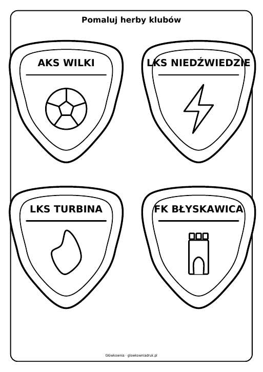 Herby klubów piłkarskich do pomalowania, zestaw 2