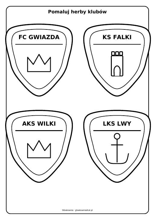 Herby klubów piłkarskich do pomalowania, zestaw 4