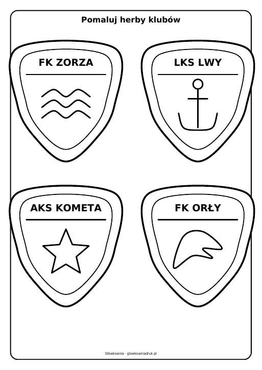 Herby klubów piłkarskich do pomalowania, zestaw 6