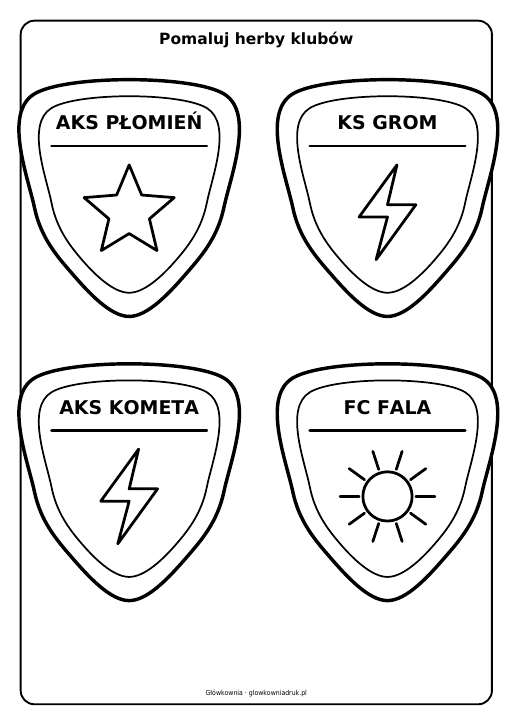 Herby klubów piłkarskich do pomalowania, zestaw 7