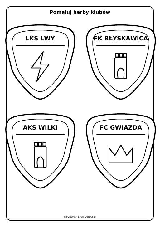 Herby klubów piłkarskich do pomalowania, zestaw 8