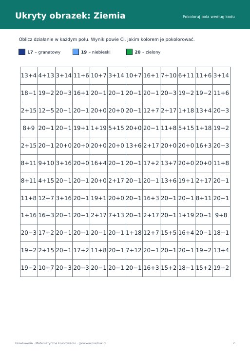 Matematyczne kolorowanki na Dzień Ziemi
