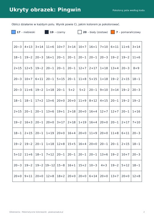 Matematyczne kolorowanki zimowe