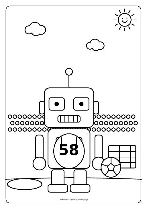 Kolorowanki: Roboty grają w piłkę, zestaw 2