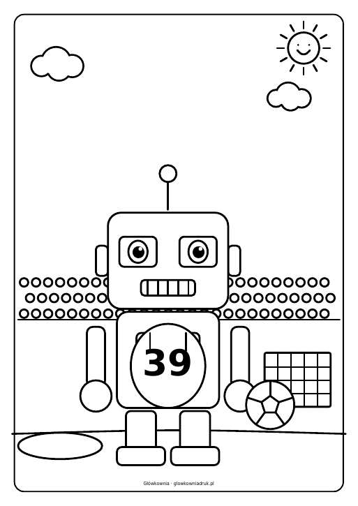 Kolorowanki: Roboty grają w piłkę, zestaw 3