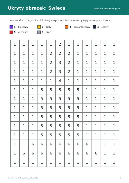 Kolorowanie według kodu na andrzejki
