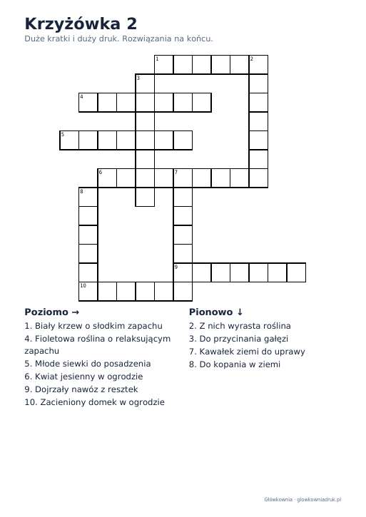 Krzyżówki dla seniorów, duży druk: Ogród, zestaw 3