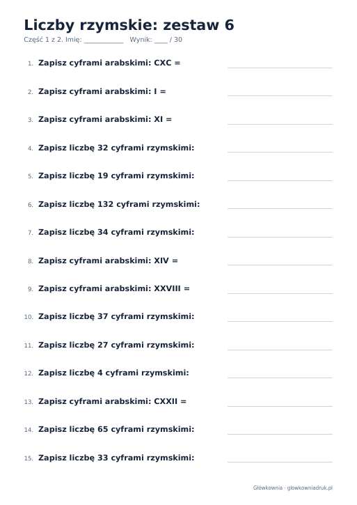 Liczby rzymskie, zestaw 6