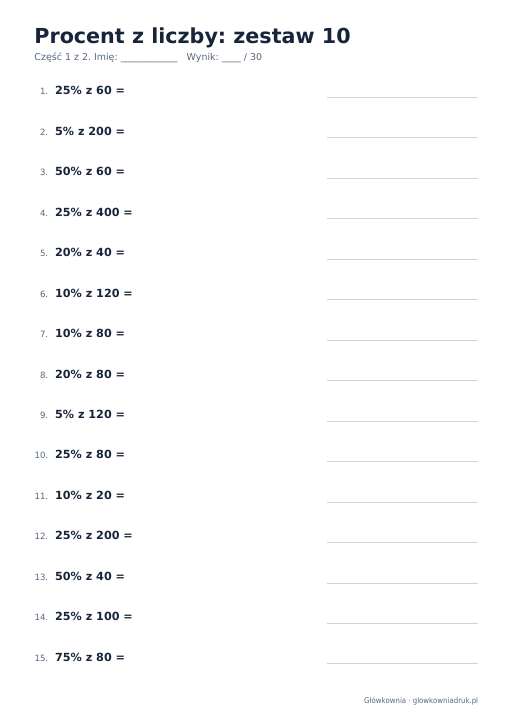 Procent z liczby, zestaw 10