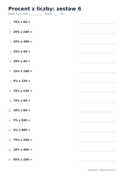 Procent z liczby, zestaw 6
