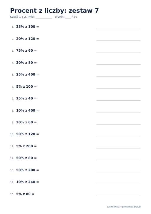 Procent z liczby, zestaw 7