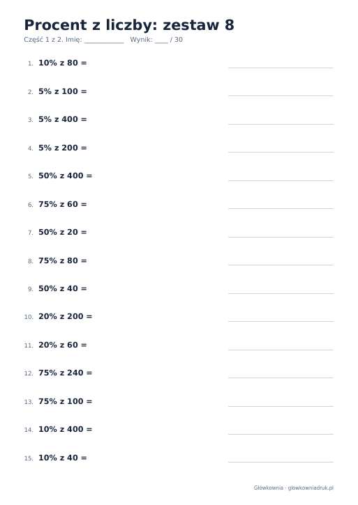 Procent z liczby, zestaw 8