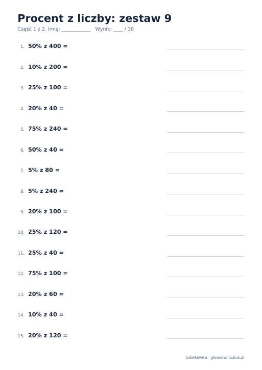Procent z liczby, zestaw 9