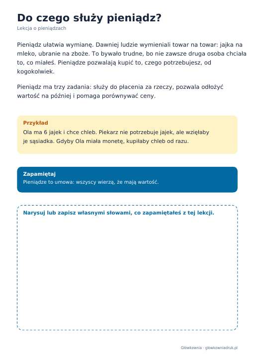 Lekcja o pieniądzach: Do czego służy pieniądz?