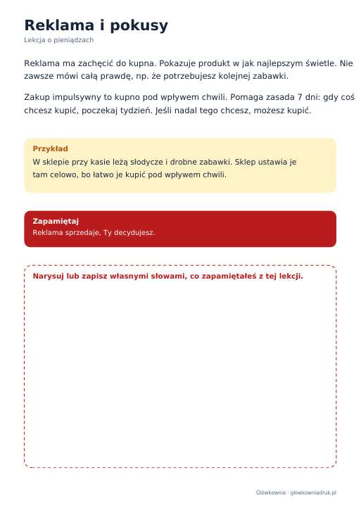 Lekcja o pieniądzach: Reklama i pokusy