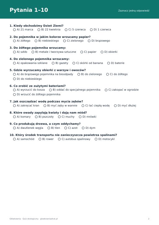 Quiz ekologiczny na Dzień Ziemi