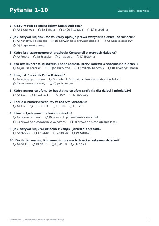 Quiz o prawach dziecka