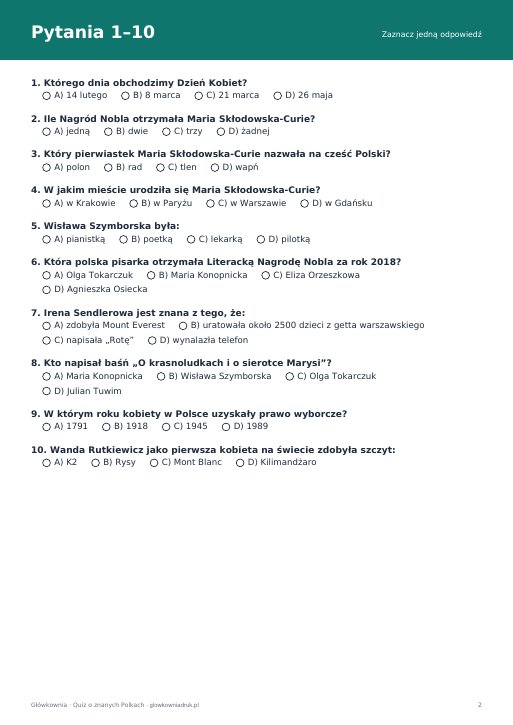 Quiz o znanych Polkach na Dzień Kobiet
