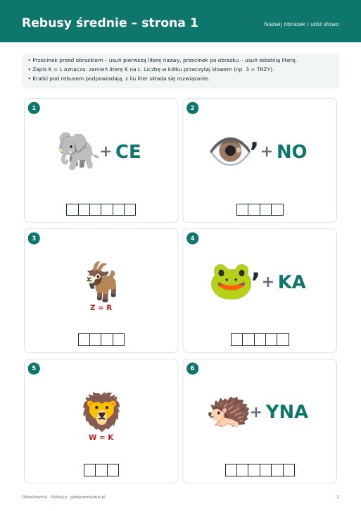 Rebusy dla dzieci – średnie