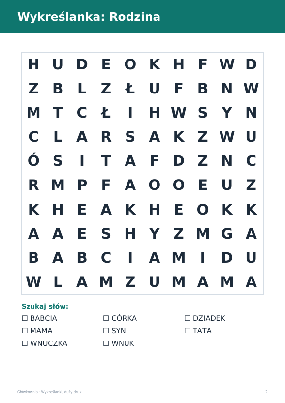 Podgląd: Wykreślanki dużym drukiem