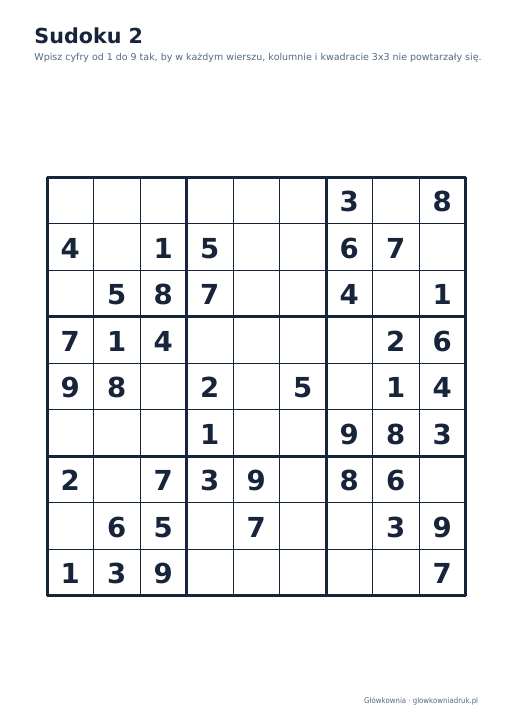Sudoku duży druk (łatwe) – zestaw 14