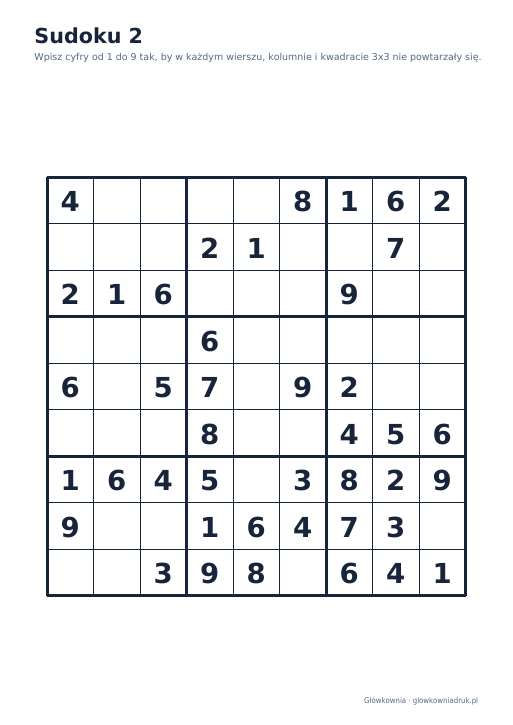 Sudoku duży druk (łatwe) – zestaw 26