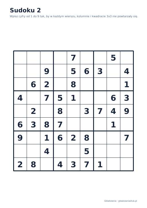 Sudoku duży druk (łatwe) – zestaw 27