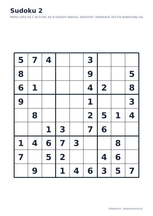 Sudoku duży druk (łatwe) – zestaw 29