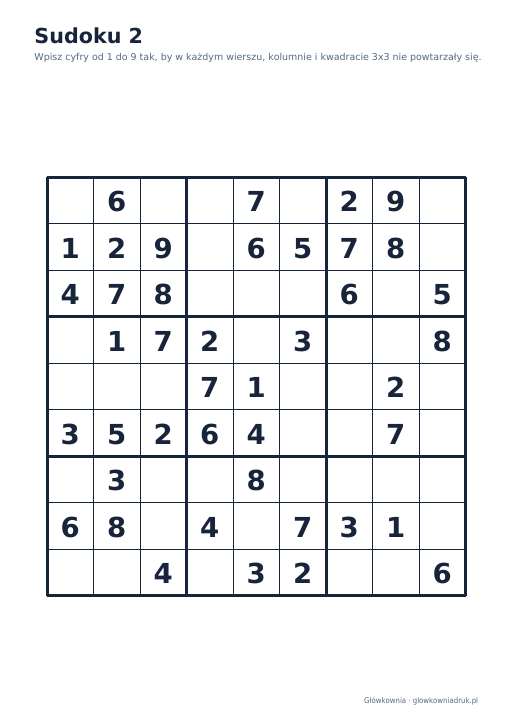 Sudoku duży druk (łatwe) – zestaw 3