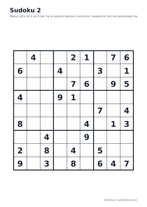 Sudoku duży druk (średnie) – zestaw 1