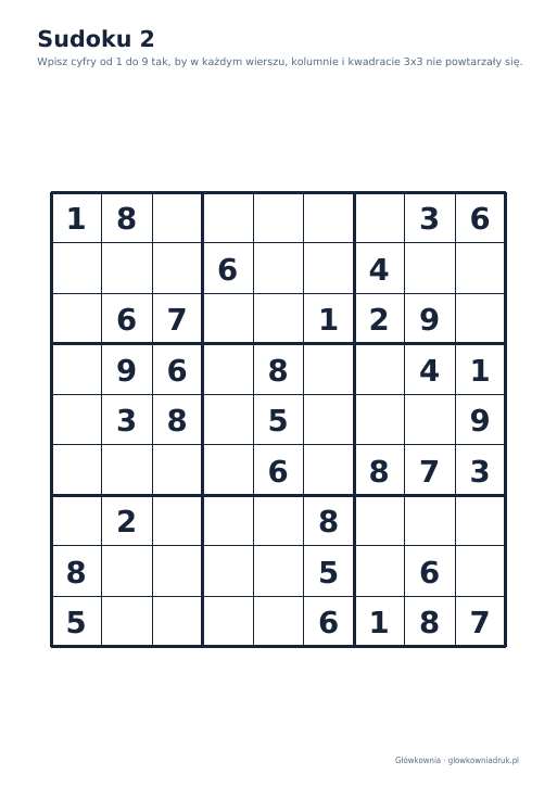 Sudoku duży druk (średnie) – zestaw 10