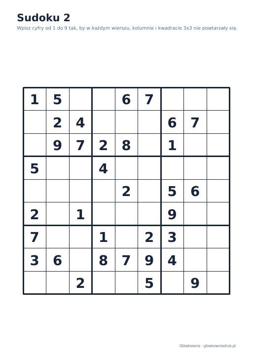 Sudoku duży druk (średnie) – zestaw 15