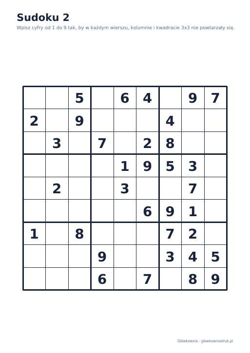 Sudoku duży druk (średnie) – zestaw 16
