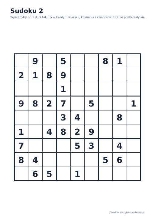 Sudoku duży druk (średnie) – zestaw 17