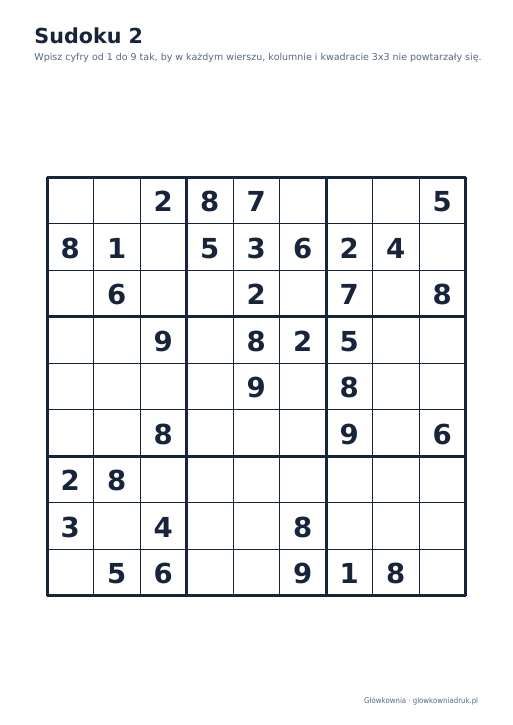 Sudoku duży druk (średnie) – zestaw 19